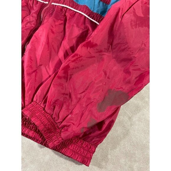 APEX Men's Windbreaker Full Zip Logo Jacket Collared Polyester Red Large - Picture 5 of 10